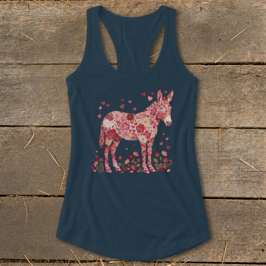 Flowers & Hearts - Donkey Racerback Tank