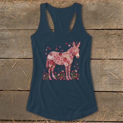 Flowers & Hearts - Donkey Racerback Tank