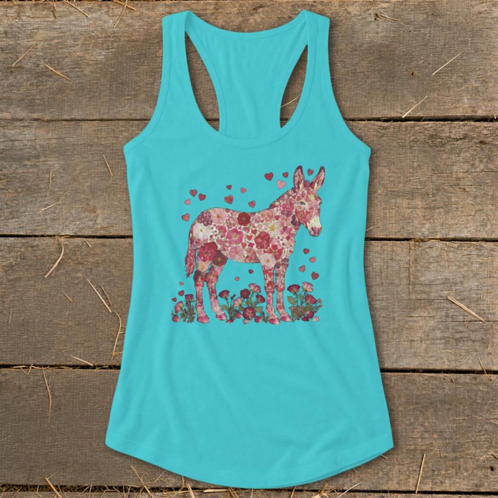 Flowers & Hearts - Donkey Racerback Tank