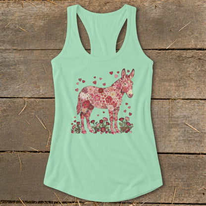 Flowers & Hearts - Donkey Racerback Tank