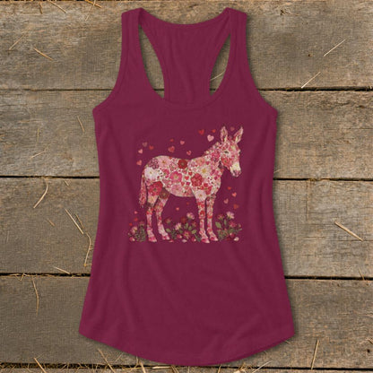 Flowers & Hearts - Donkey Racerback Tank