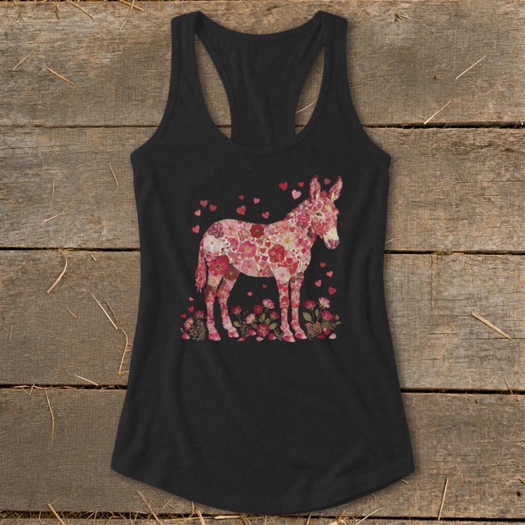 Flowers & Hearts - Donkey Racerback Tank
