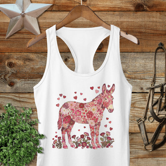 Flowers & Hearts - Donkey Racerback Tank
