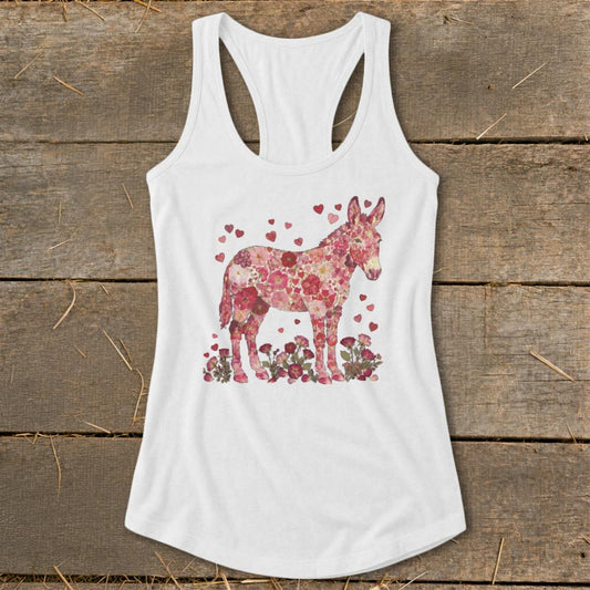 Flowers & Hearts - Donkey Racerback Tank