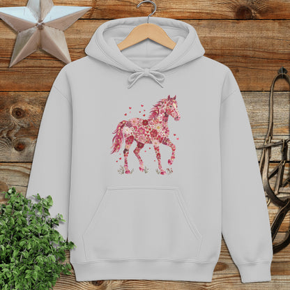 Flowers & Hearts Horse Hoodie
