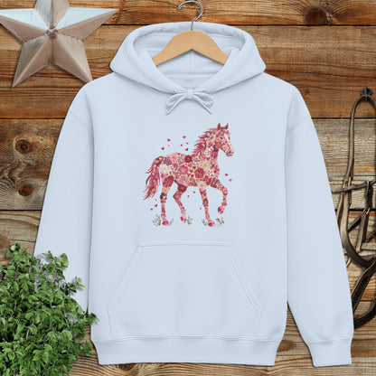 Flowers & Hearts Horse Hoodie
