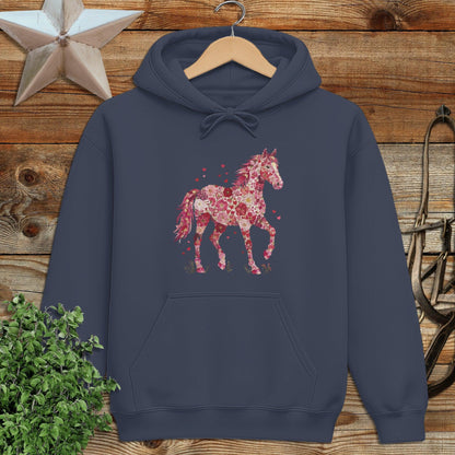 Flowers & Hearts Horse Hoodie