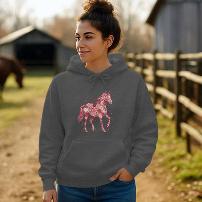 Flowers & Hearts Horse Hoodie