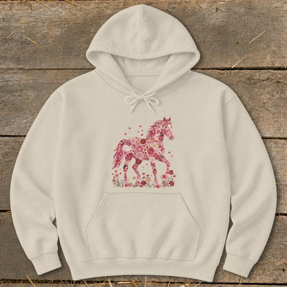 Flowers & Hearts Horse Hoodie