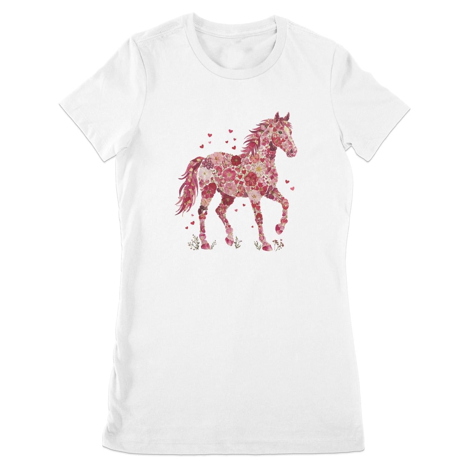 Flowers & Hearts - Horse Ladies Tee (Runs Small)
