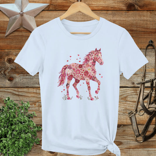 Flowers & Hearts Horse Ladies Tee