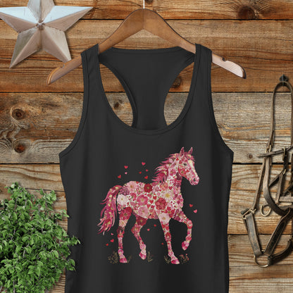 Flowers & Hearts Horse Racerback Tank