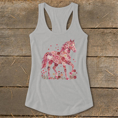Flowers & Hearts Horse Racerback Tank