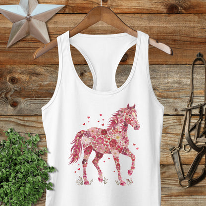 Flowers & Hearts Horse Racerback Tank