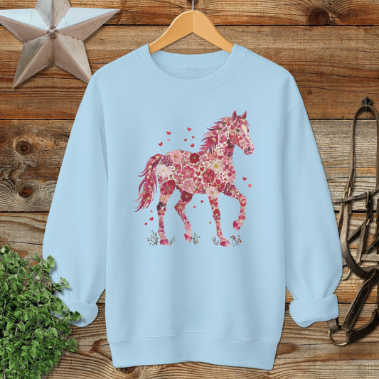 Flowers & Hearts Horse Sweatshirt