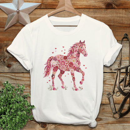 Flowers & Hearts Horse T-Shirt