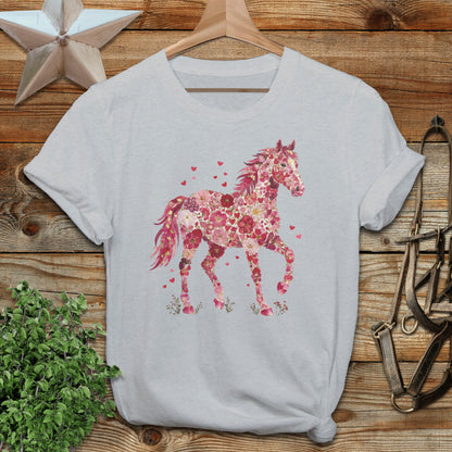 Flowers & Hearts Horse T-Shirt