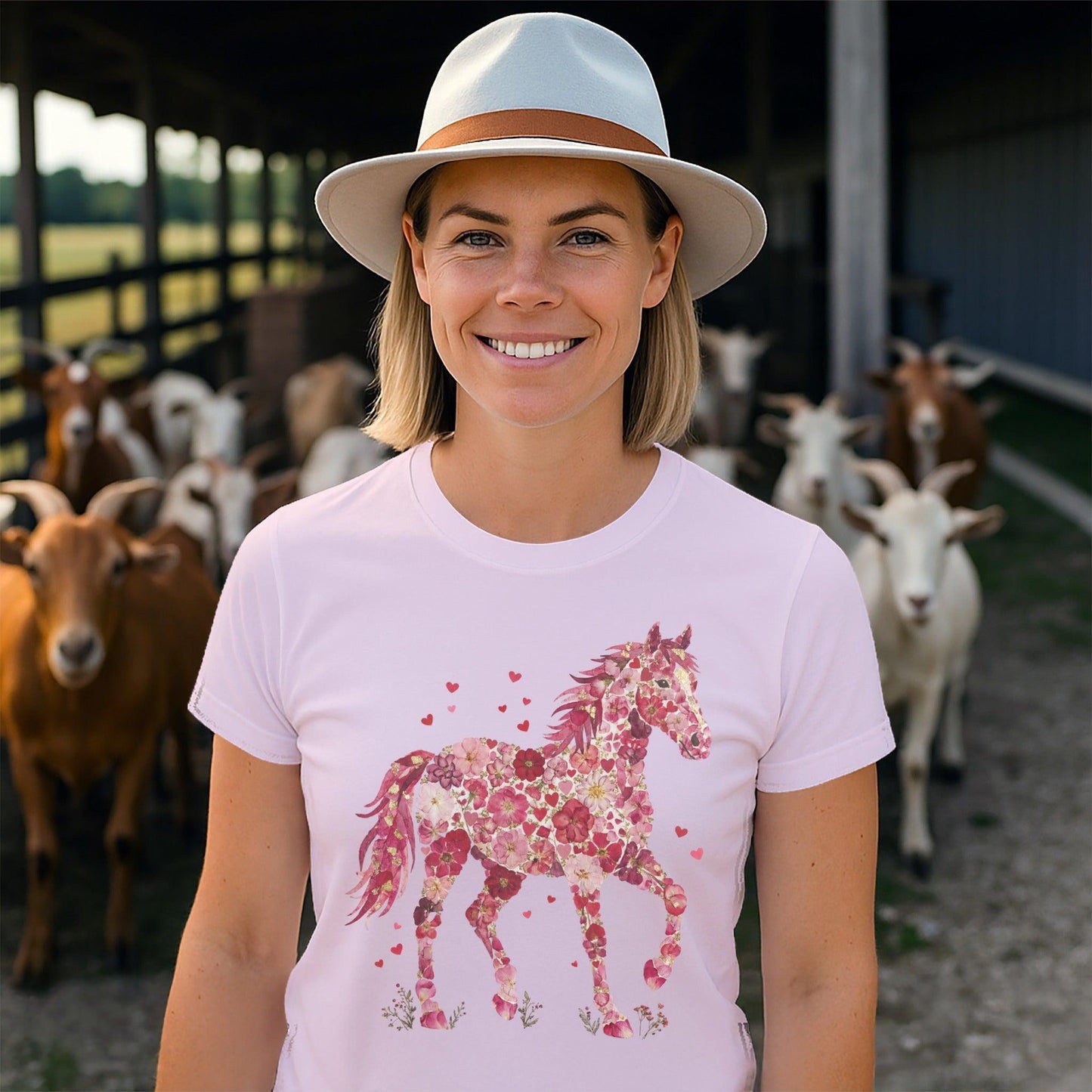 Flowers & Hearts Horse T-Shirt