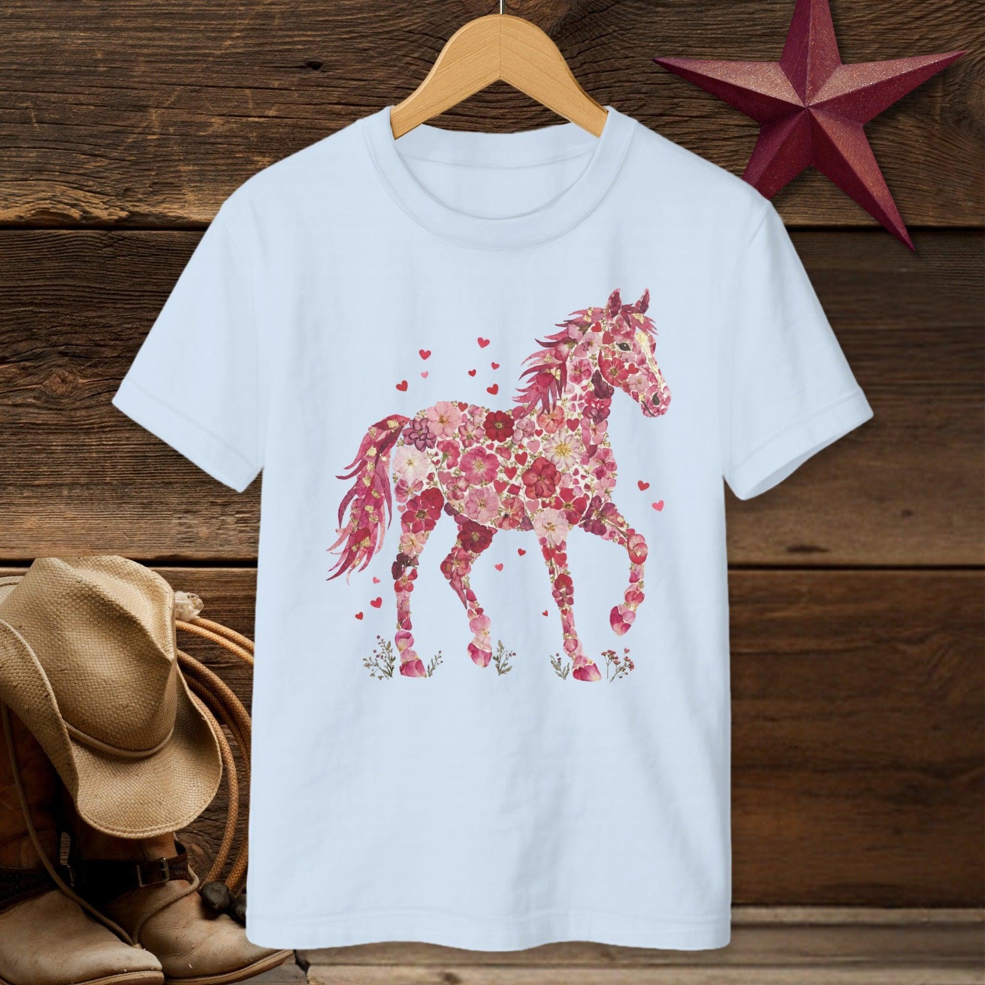 Flowers & Hearts Horse T-Shirt (Youth)