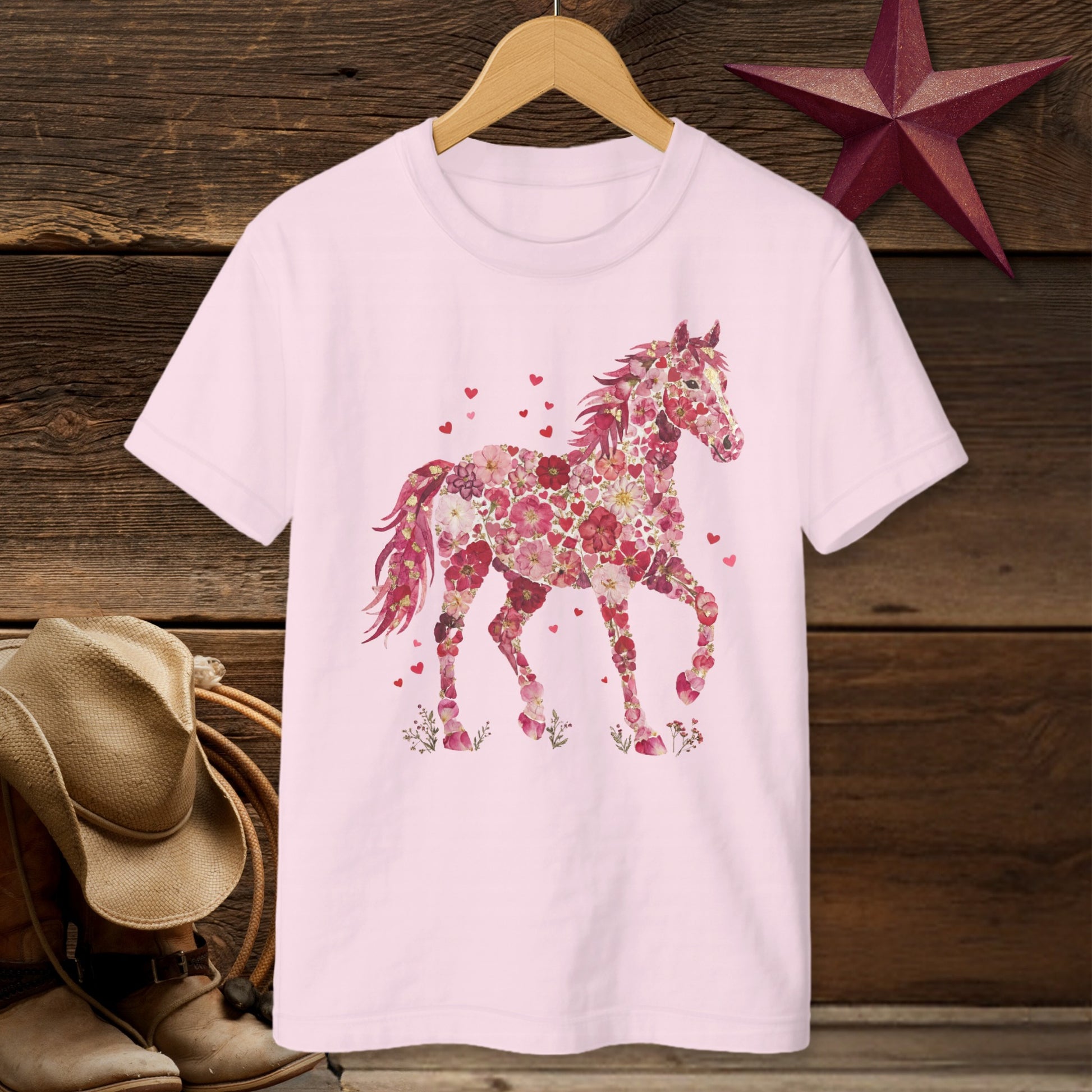 Flowers & Hearts Horse T-Shirt (Youth)