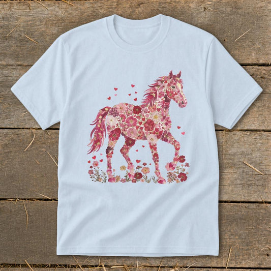 Flowers & Hearts Horse Youth Tee