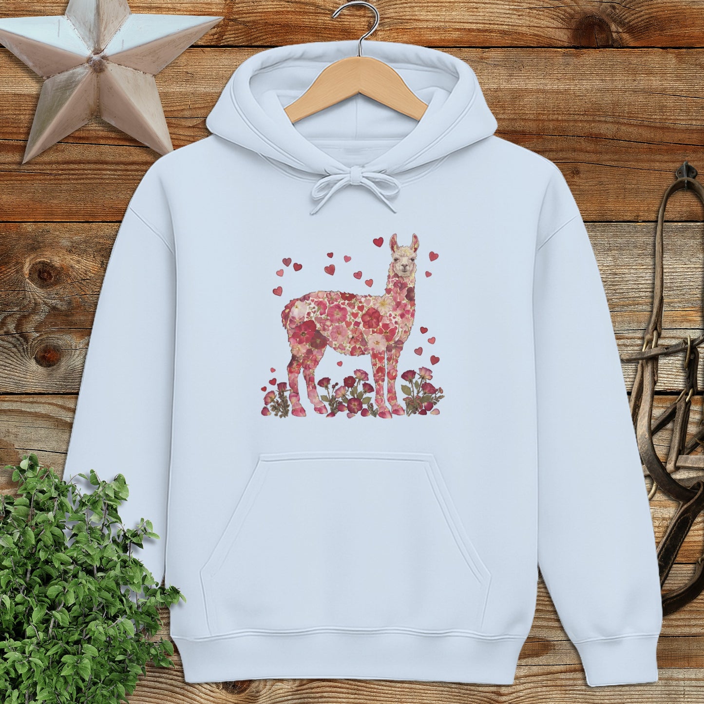 Flowers & Hearts - Llama Hoodie