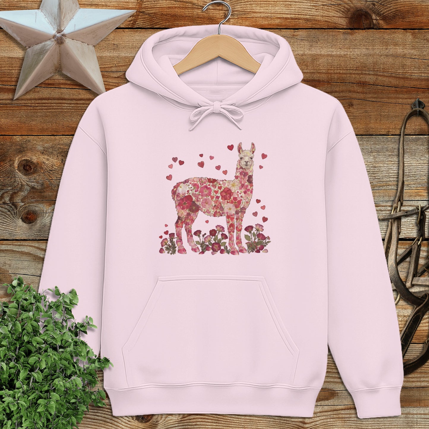 Flowers & Hearts - Llama Hoodie