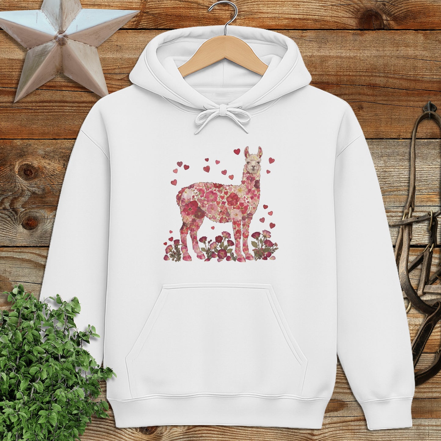 Flowers & Hearts - Llama Hoodie