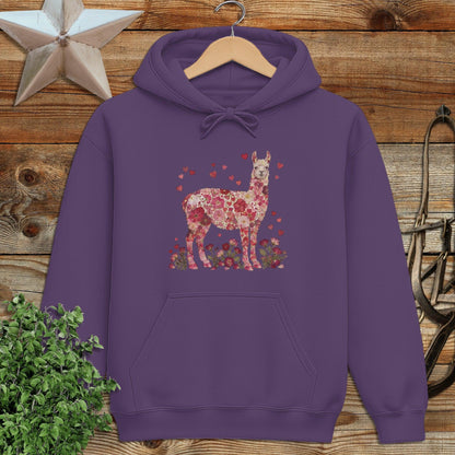Flowers & Hearts - Llama Hoodie