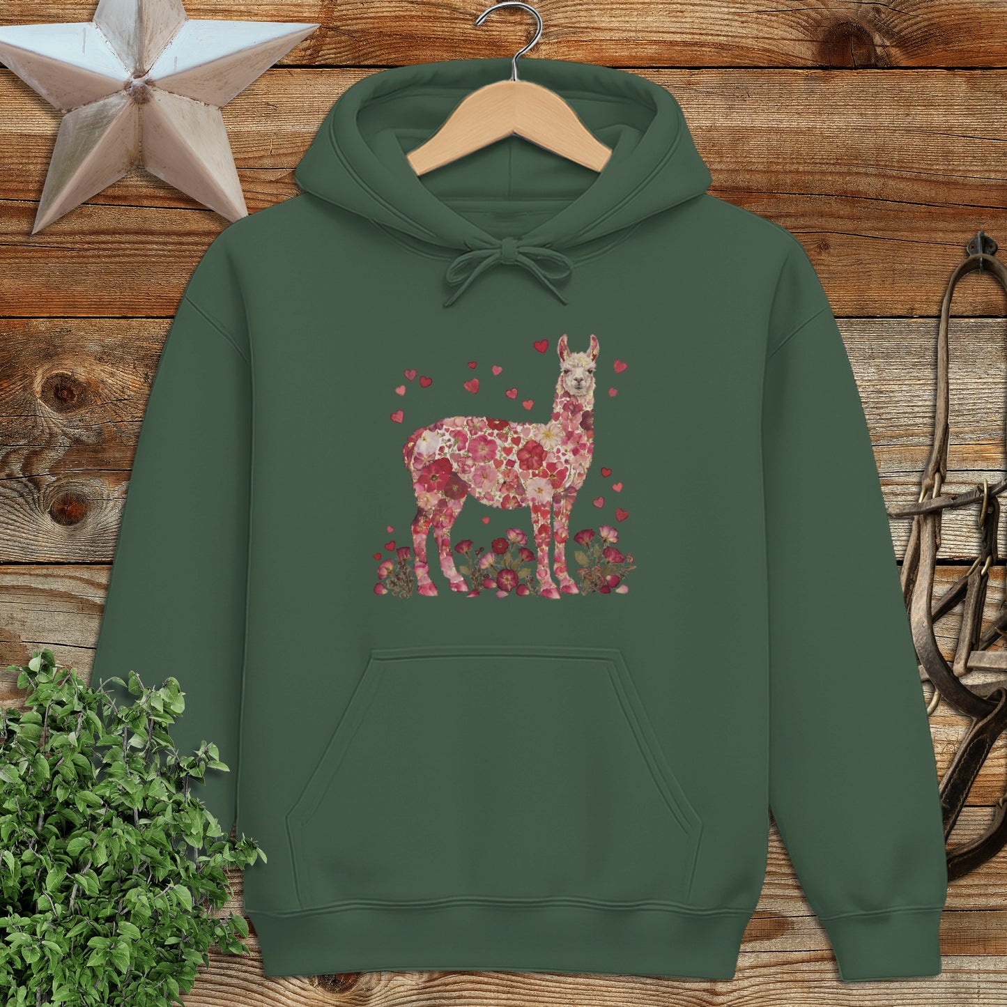 Flowers & Hearts - Llama Hoodie
