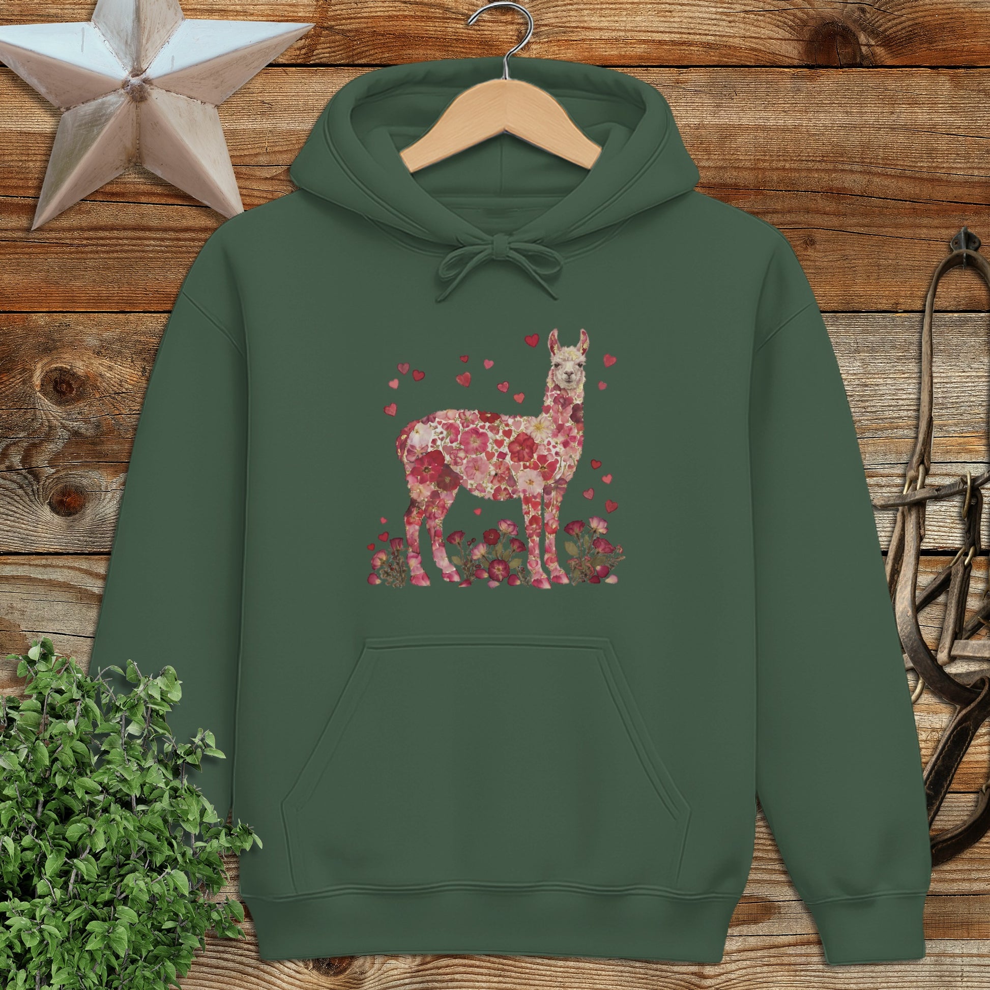 Flowers & Hearts - Llama Hoodie
