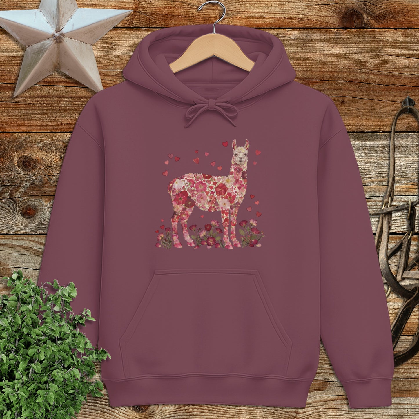 Flowers & Hearts - Llama Hoodie