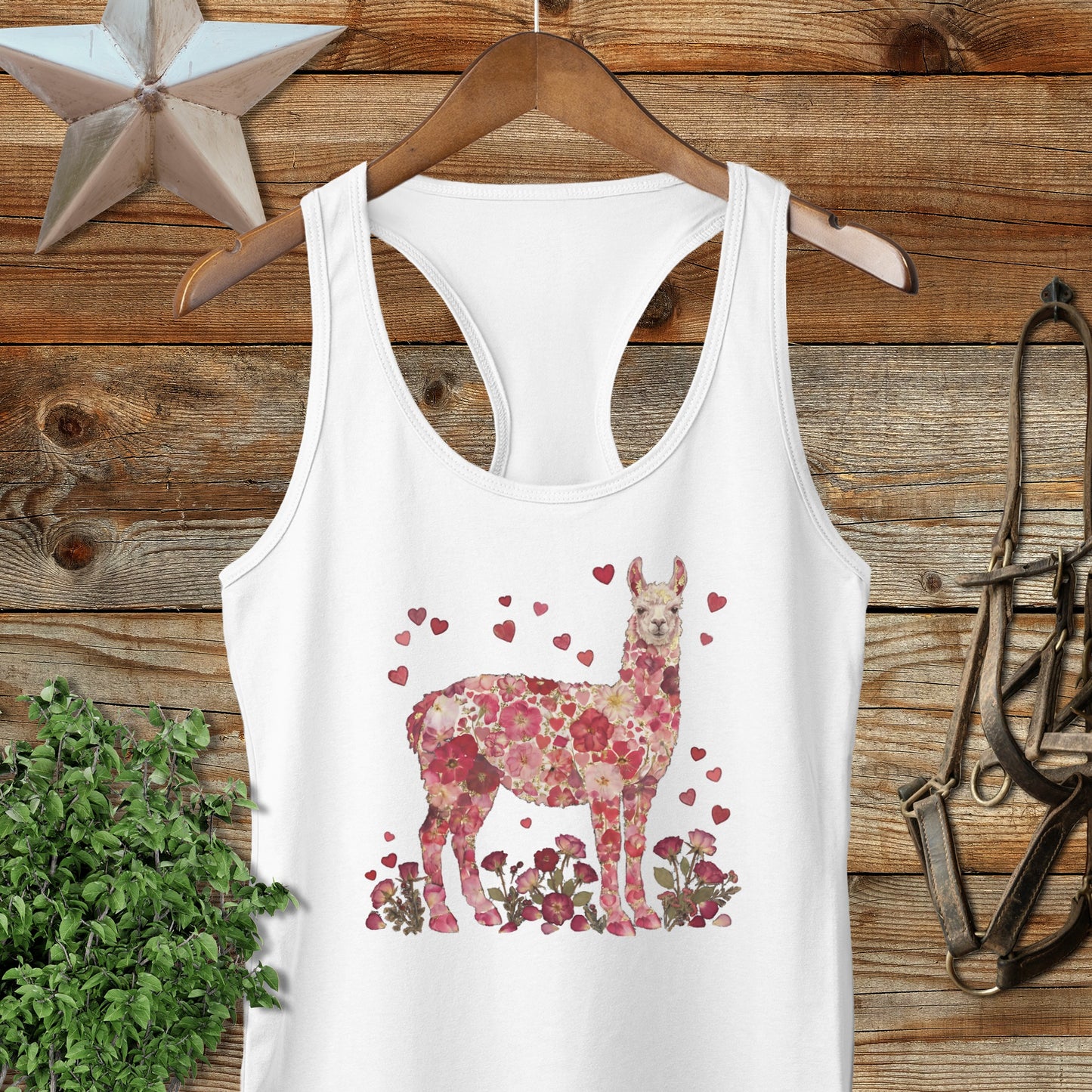Flowers & Hearts - Llama Racerback Tank