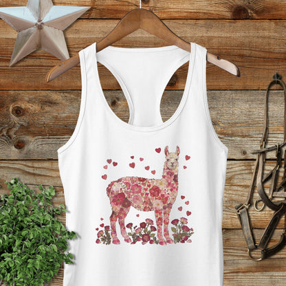 Flowers & Hearts - Llama Racerback Tank