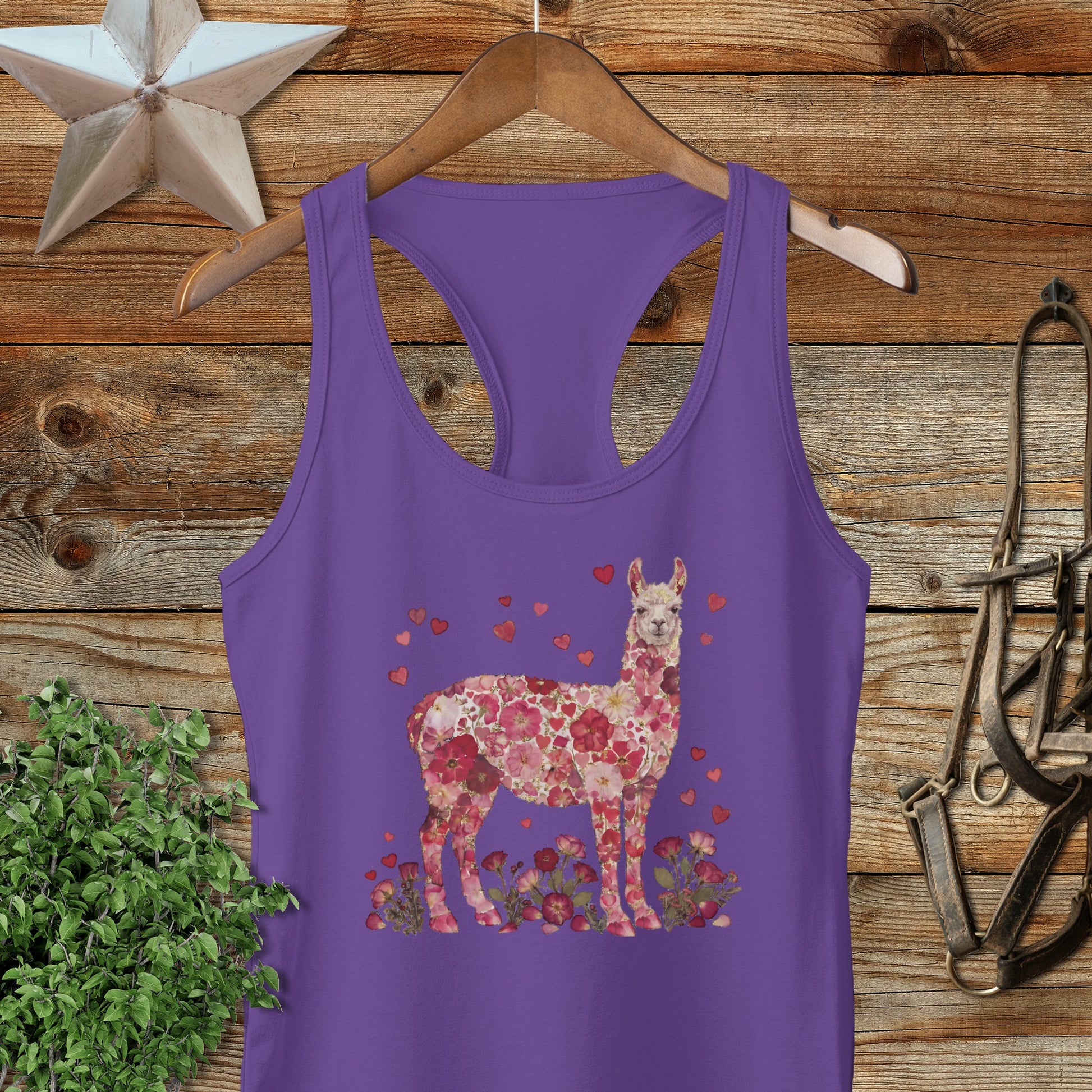 Flowers & Hearts - Llama Racerback Tank