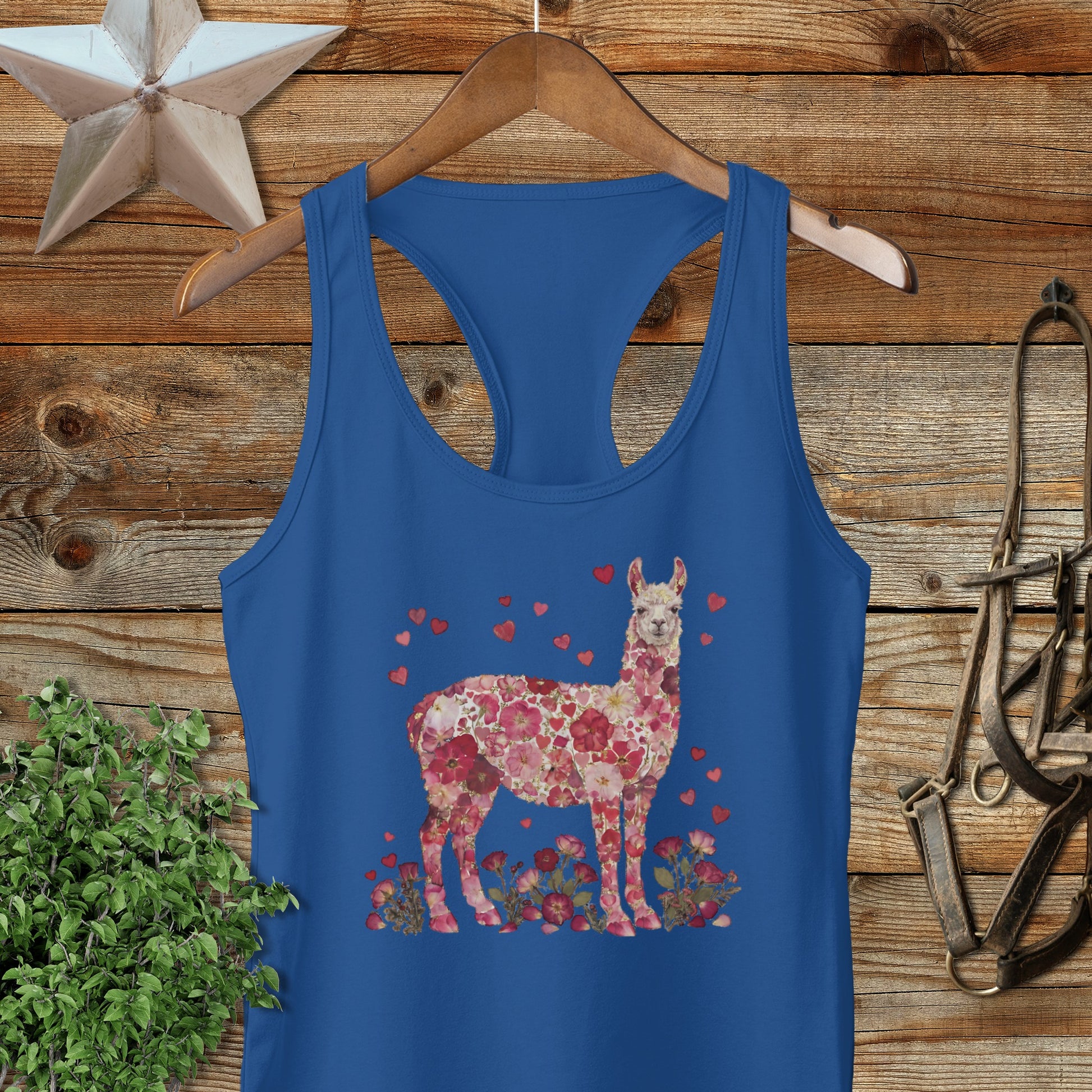Flowers & Hearts - Llama Racerback Tank
