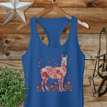 Flowers & Hearts - Llama Racerback Tank