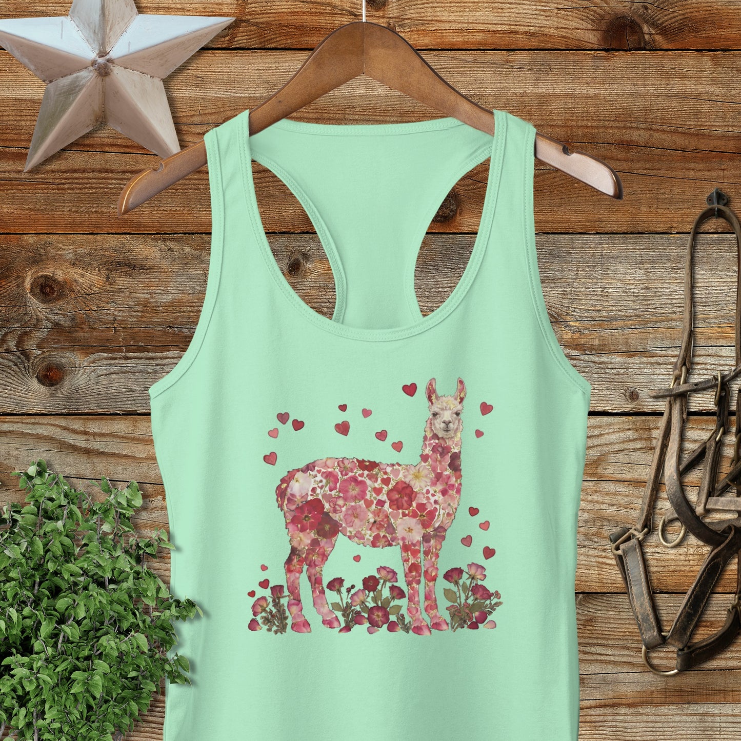 Flowers & Hearts - Llama Racerback Tank