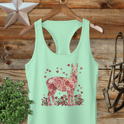 Flowers & Hearts - Llama Racerback Tank