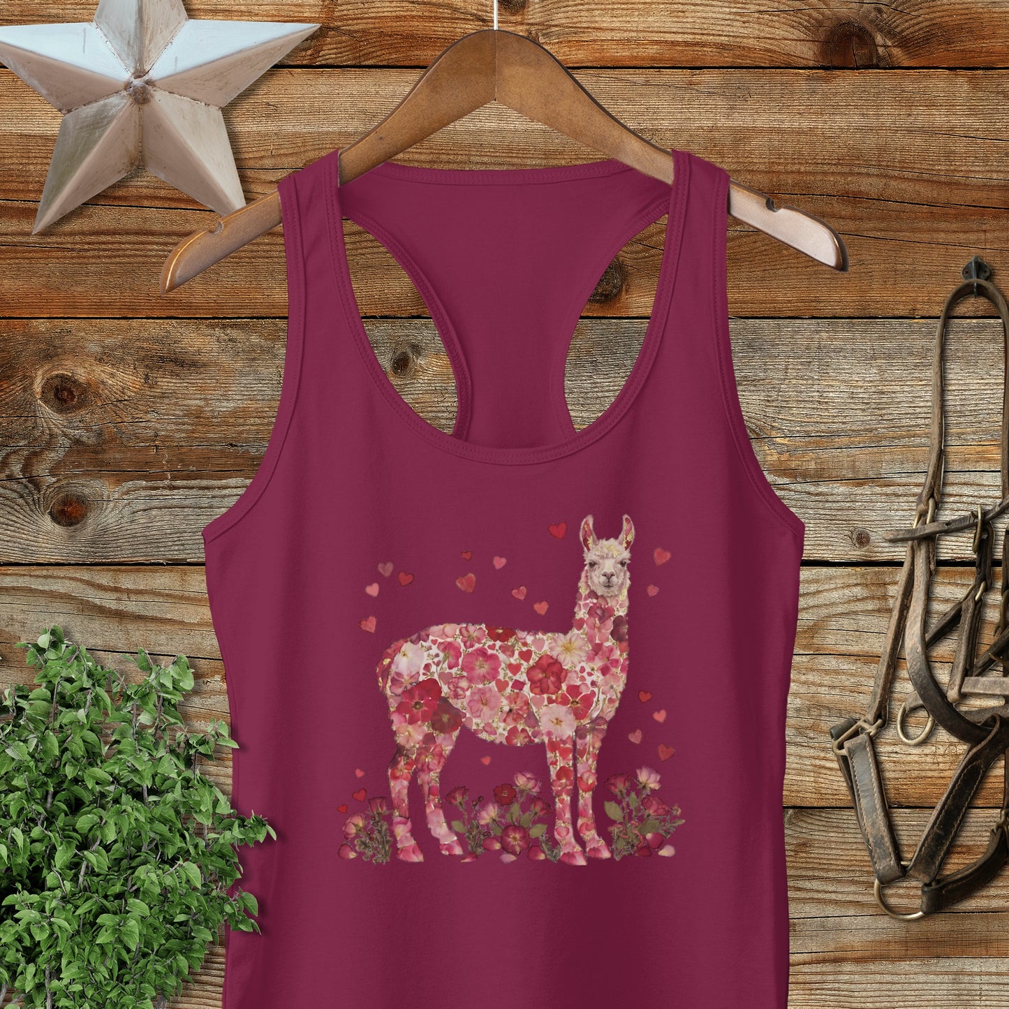 Flowers & Hearts - Llama Racerback Tank