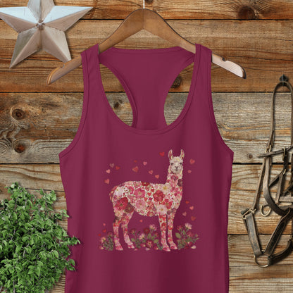 Flowers & Hearts - Llama Racerback Tank