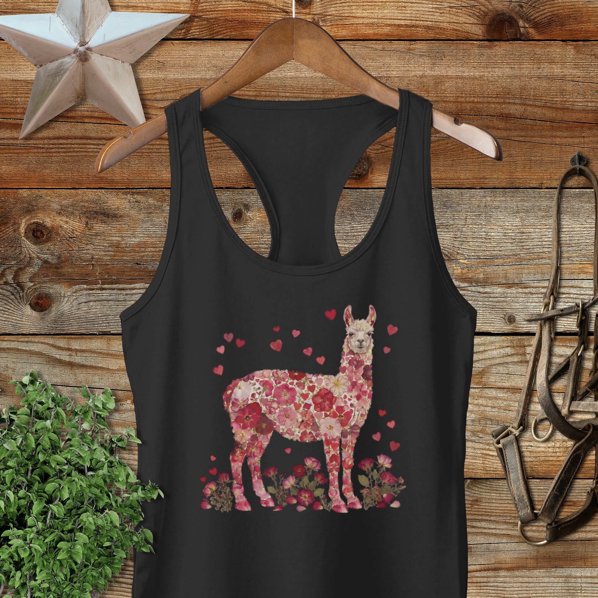 Flowers & Hearts - Llama Racerback Tank