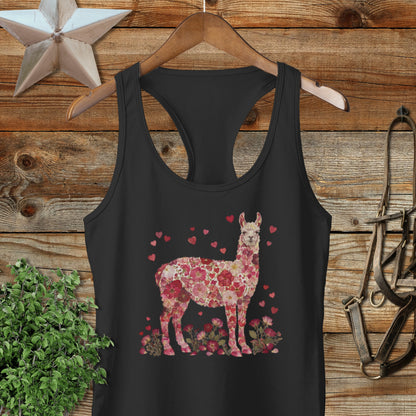 Flowers & Hearts - Llama Racerback Tank