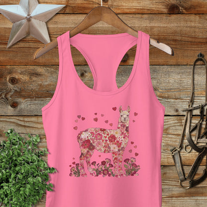 Flowers & Hearts - Llama Racerback Tank