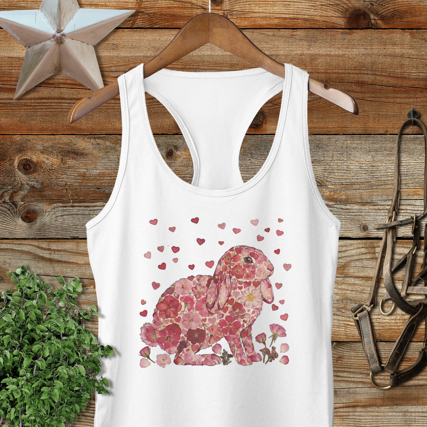 Flowers & Hearts - Lop Rabbit Racerback Tank