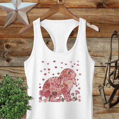 Flowers & Hearts - Lop Rabbit Racerback Tank