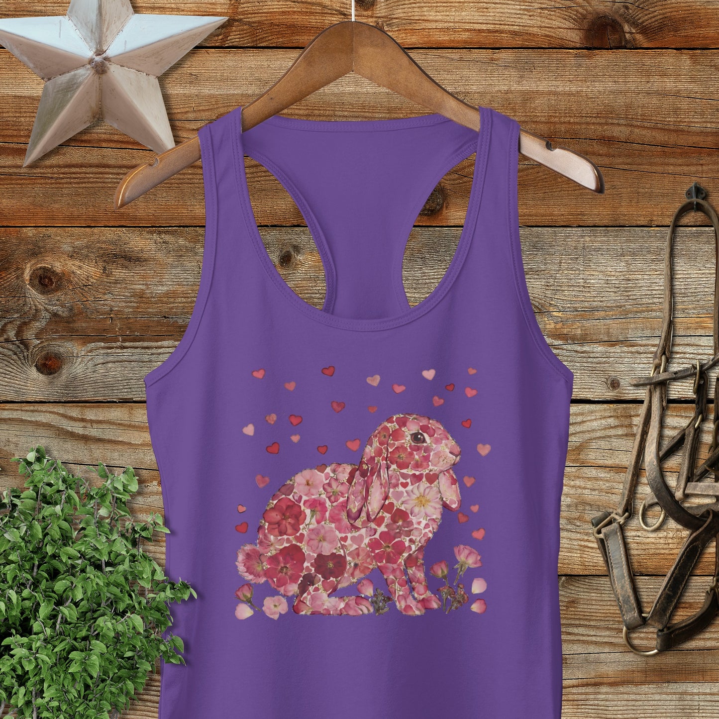 Flowers & Hearts - Lop Rabbit Racerback Tank