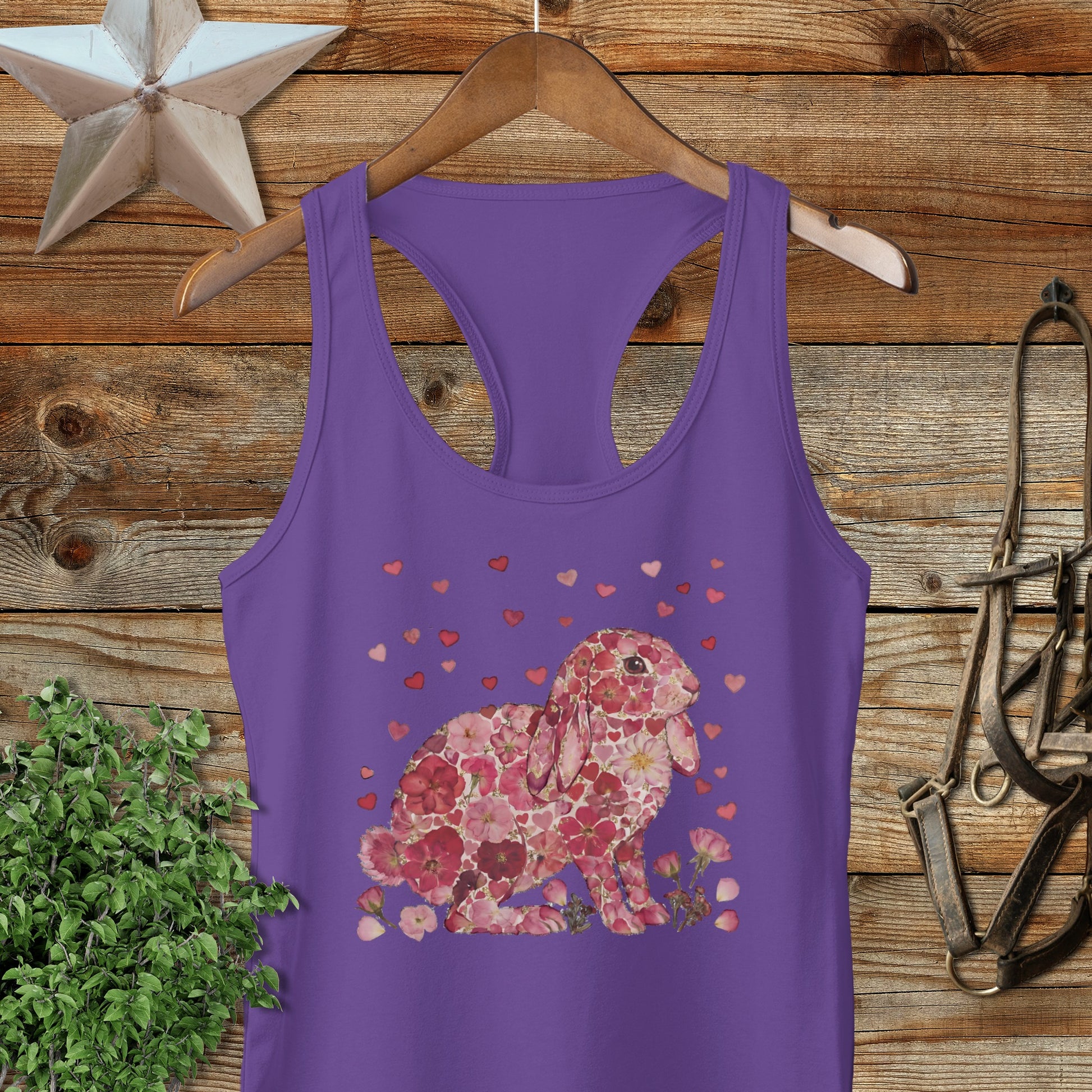 Flowers & Hearts - Lop Rabbit Racerback Tank