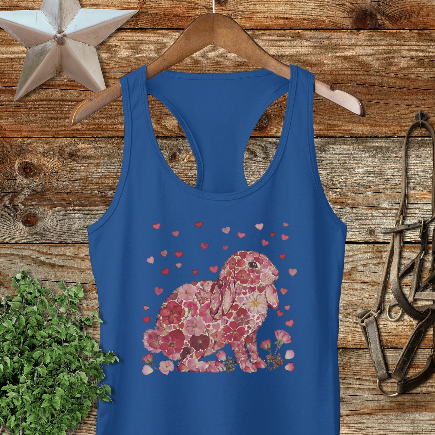 Flowers & Hearts - Lop Rabbit Racerback Tank