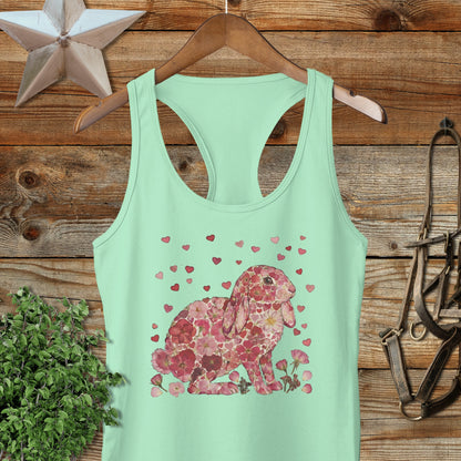 Flowers & Hearts - Lop Rabbit Racerback Tank
